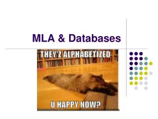 MLA &amp; Databases