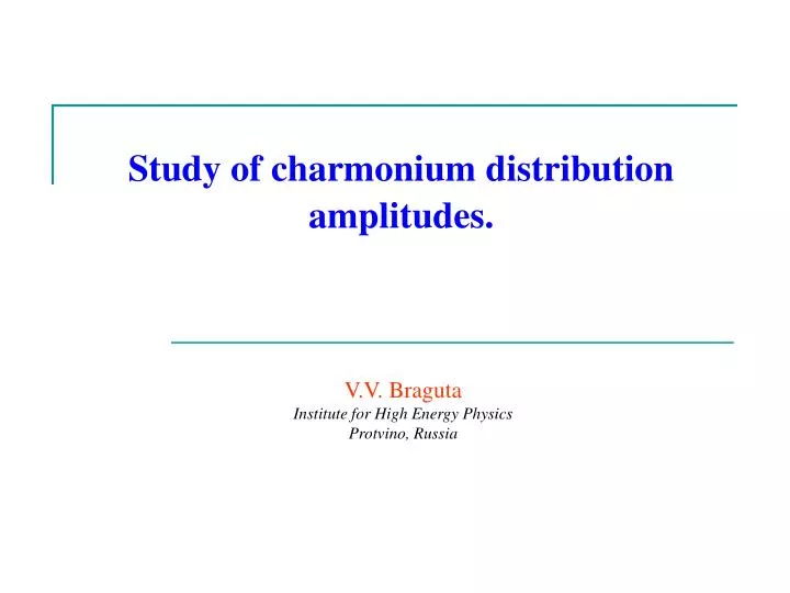 study of charmonium distribution amplitudes