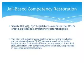Jail-Based Competency Restoration