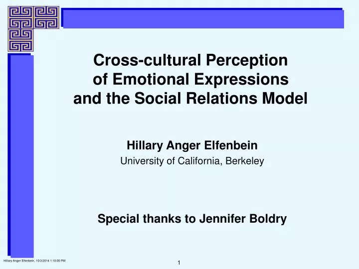 cross cultural perception of emotional expressions and the social relations model