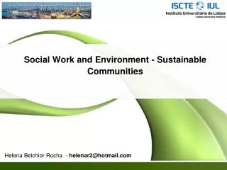 Social Work and Environment - Sustainable Communities