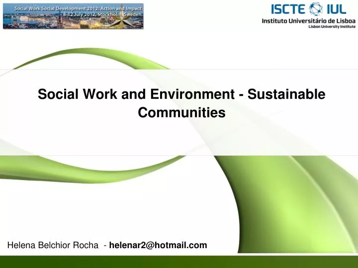 social work and environment sustainable communities