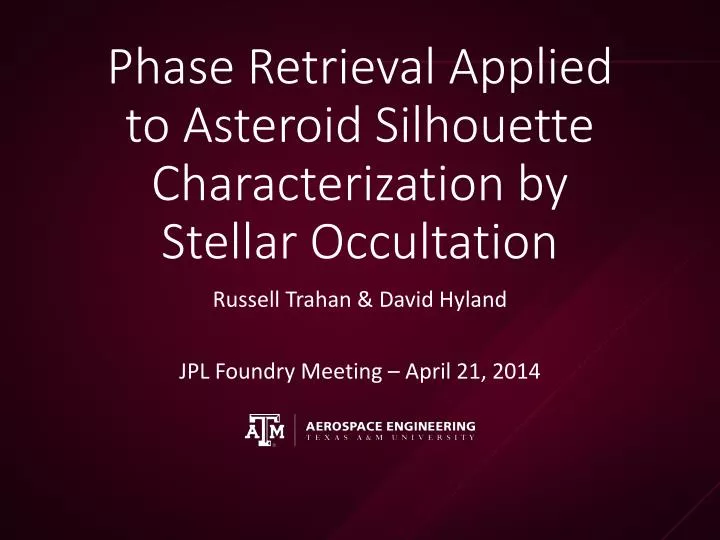 phase retrieval applied to asteroid silhouette characterization by stellar occultation