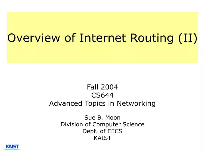 overview of internet routing ii