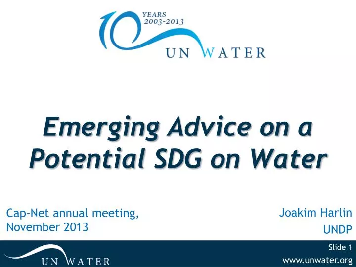 emerging advice on a potential sdg on water