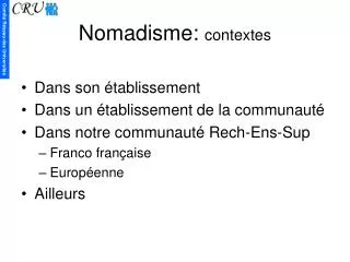 nomadisme contextes