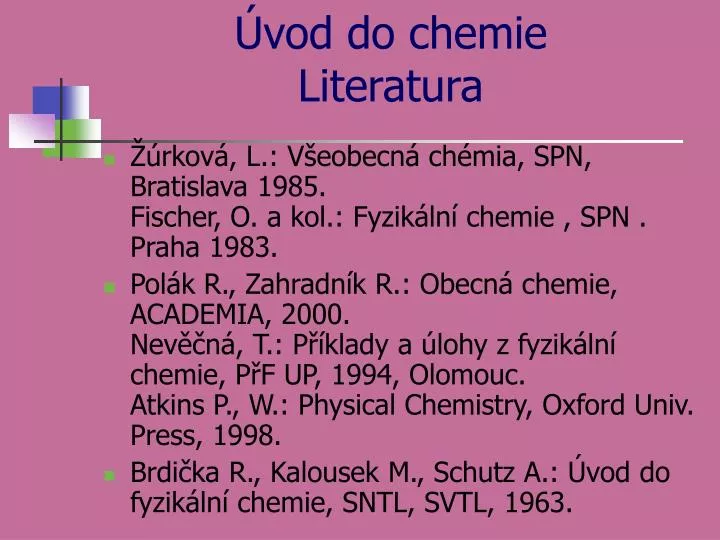vod do chemie literatura