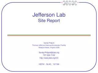 Jefferson Lab Site Report