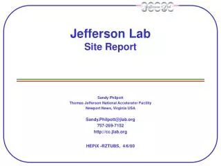 Jefferson Lab Site Report