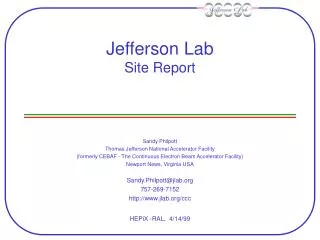 Jefferson Lab Site Report