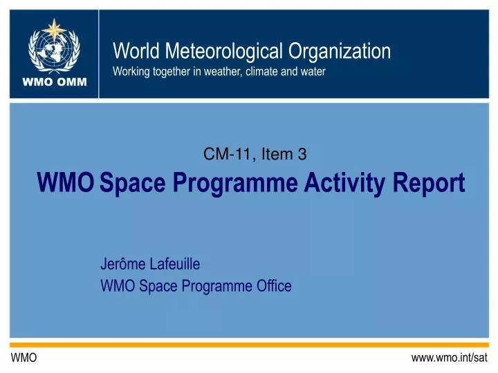wmo space programme activity report