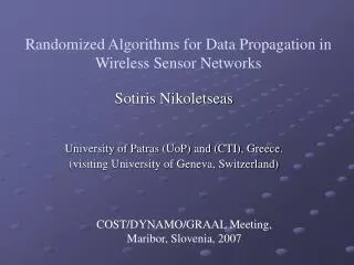 Randomized Algorithms for Data Propagation in Wireless Sensor Networks