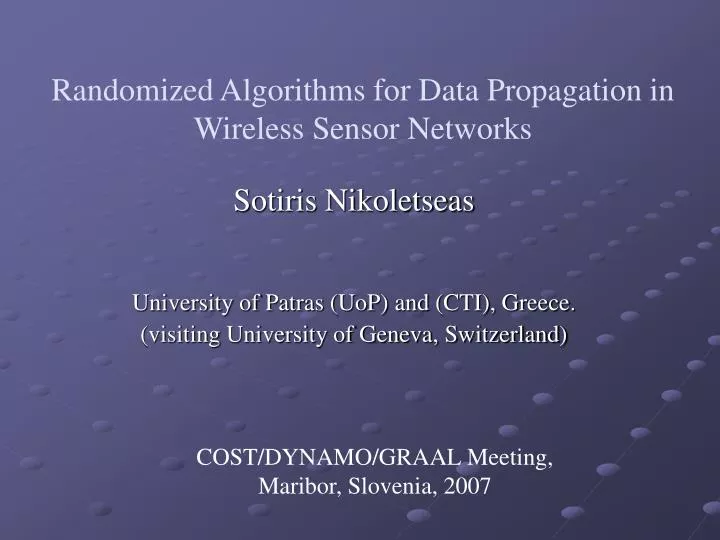 randomized algorithms for data propagation in wireless sensor networks