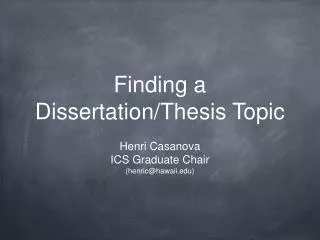 Finding a Dissertation/Thesis Topic