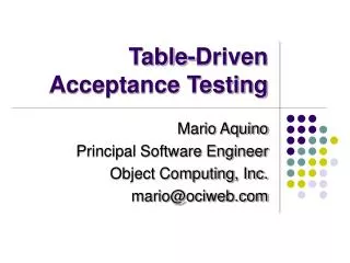 Table-Driven Acceptance Testing