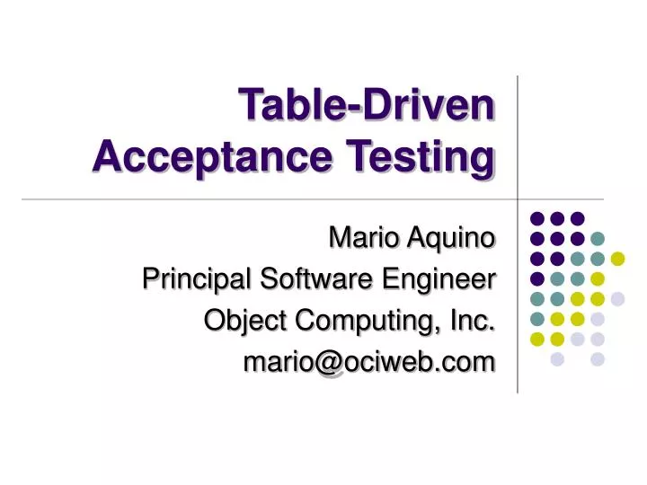 table driven acceptance testing