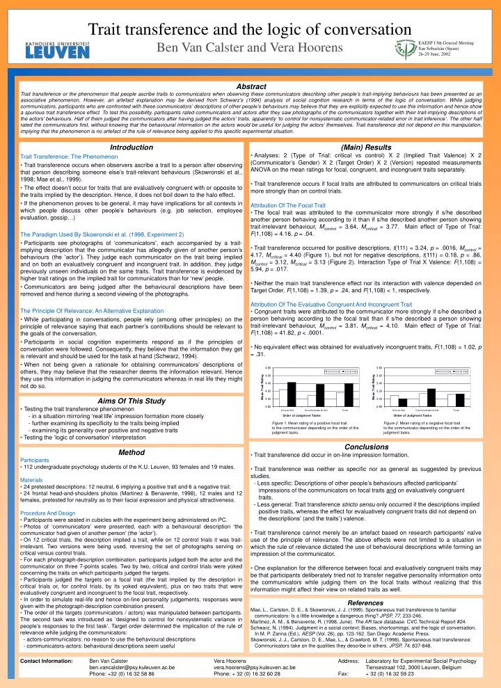 trait transference and the logic of conversation ben van calster and vera hoorens