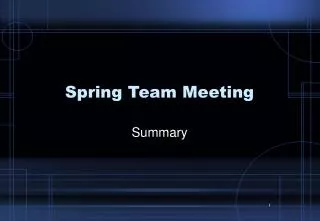 Spring Team Meeting