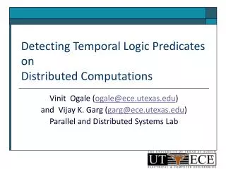 Detecting Temporal Logic Predicates on Distributed Computations
