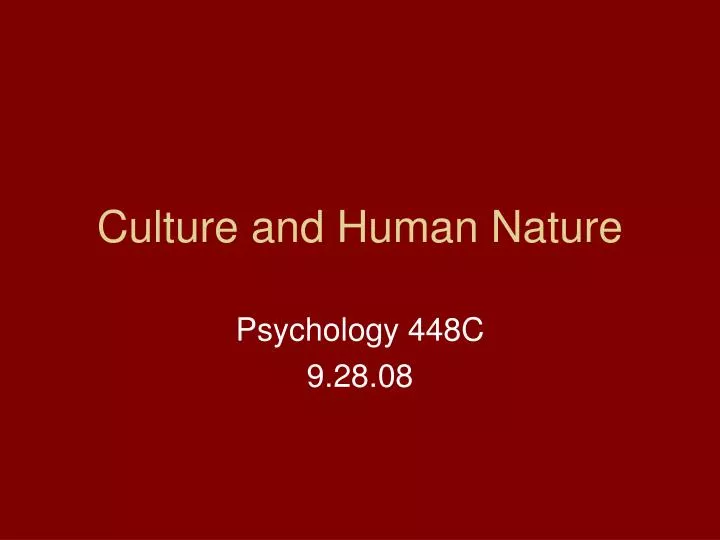 culture and human nature