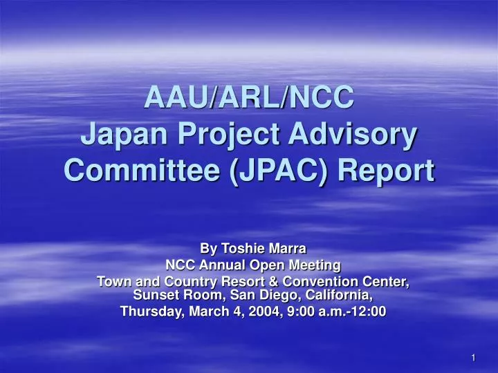 aau arl ncc japan project advisory committee jpac report