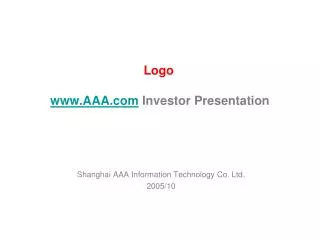 AAA Investor Presentation