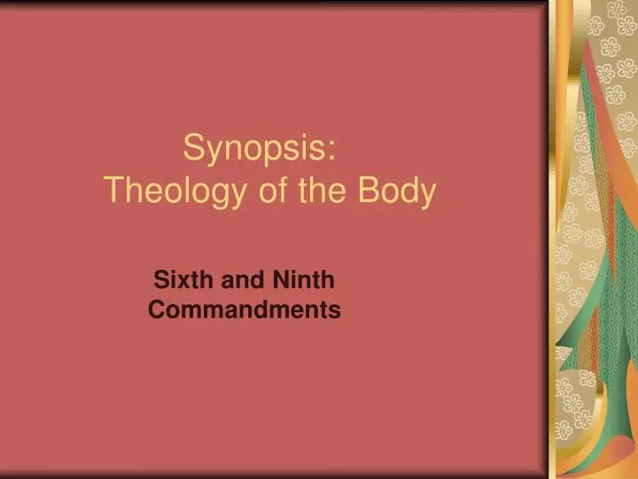 synopsis theology of the body