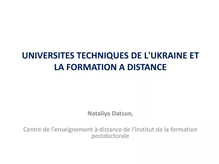 universites techniques de l ukraine et la formation a distance