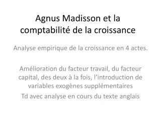 agnus madisson et la comptabilit de la croissance