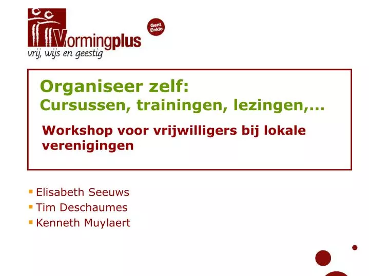 workshop voor vrijwilligers bij lokale verenigingen