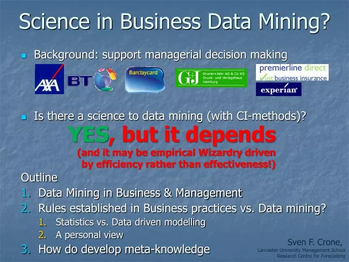 science in business data mining