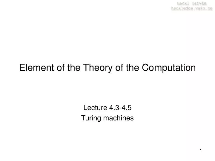 element of the theory of the computation