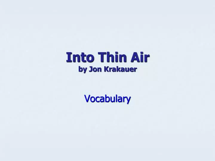 into thin air by jon krakauer