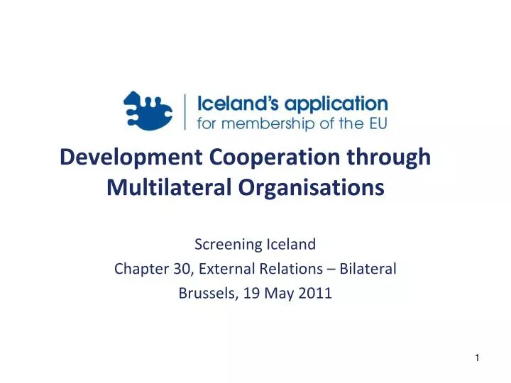 development cooperation through multilateral organisations