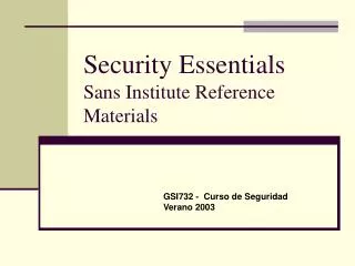 security essentials sans institute reference materials