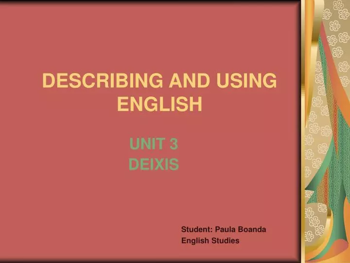 describing and using english