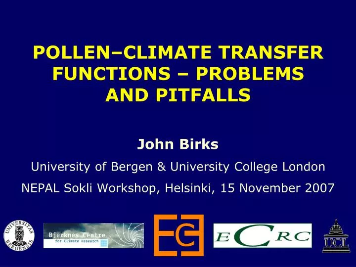 pollen climate transfer functions problems and pitfalls