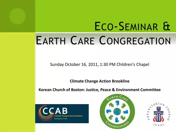 eco seminar earth care congregation