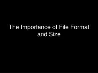 The Importance of File Format and Size