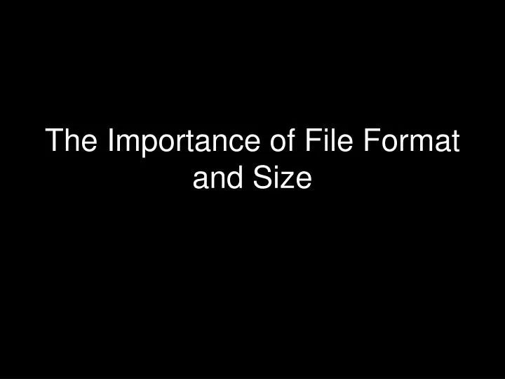the importance of file format and size