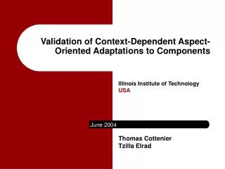 Validation of Context-Dependent Aspect-Oriented Adaptations to Components