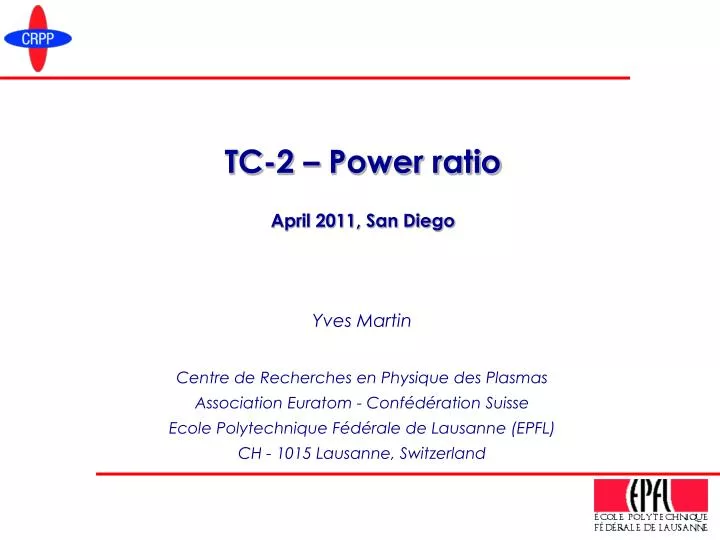 tc 2 power ratio april 2011 san diego