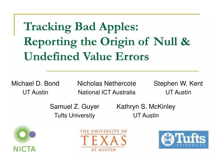 tracking bad apples reporting the origin of null undefined value errors