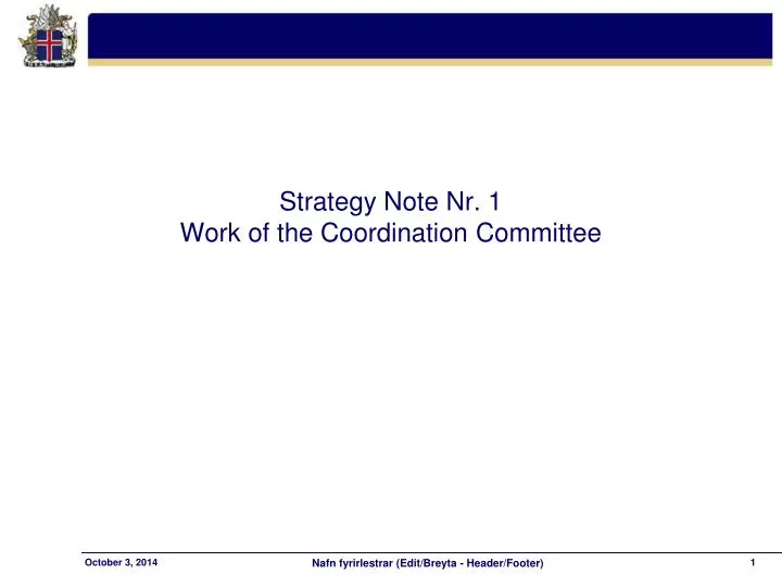strategy note nr 1 work of the coordination committee