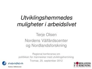 utviklingshemmedes muligheter i arbeidslivet