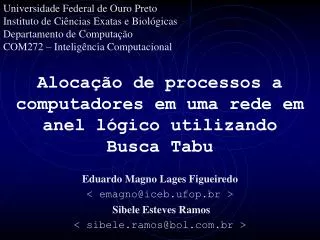 aloca o de processos a computadores em uma rede em anel l gico utilizando busca tabu