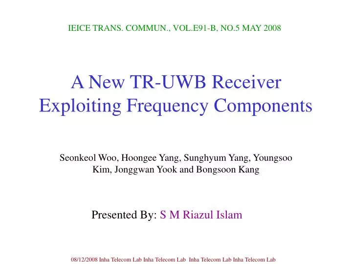 a new tr uwb receiver exploiting frequency components