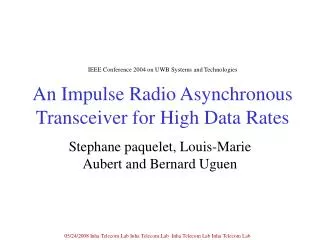 An Impulse Radio Asynchronous Transceiver for High Data Rates
