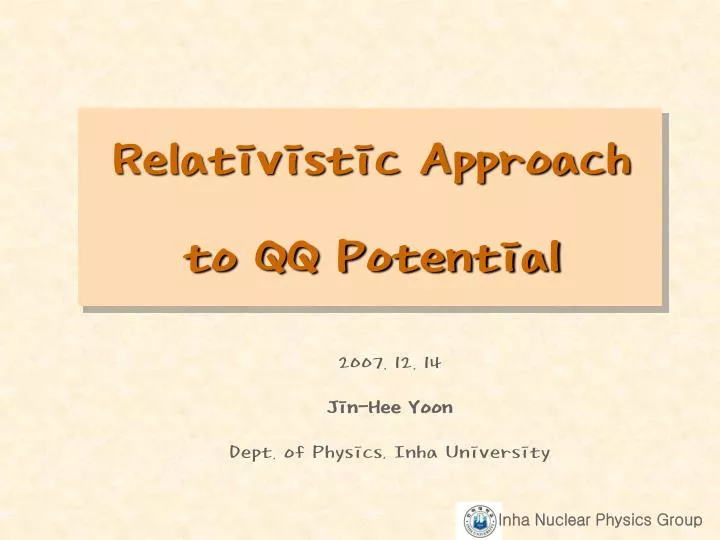 relativistic approach to qq potential