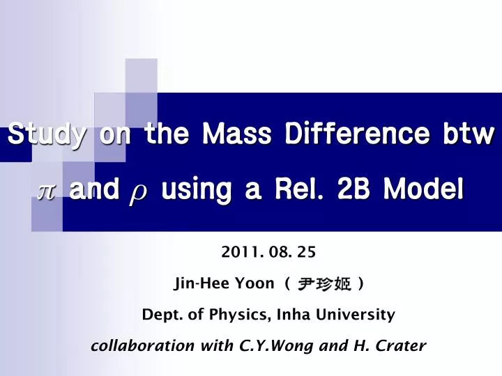 study on the mass difference btw p and r using a rel 2b model